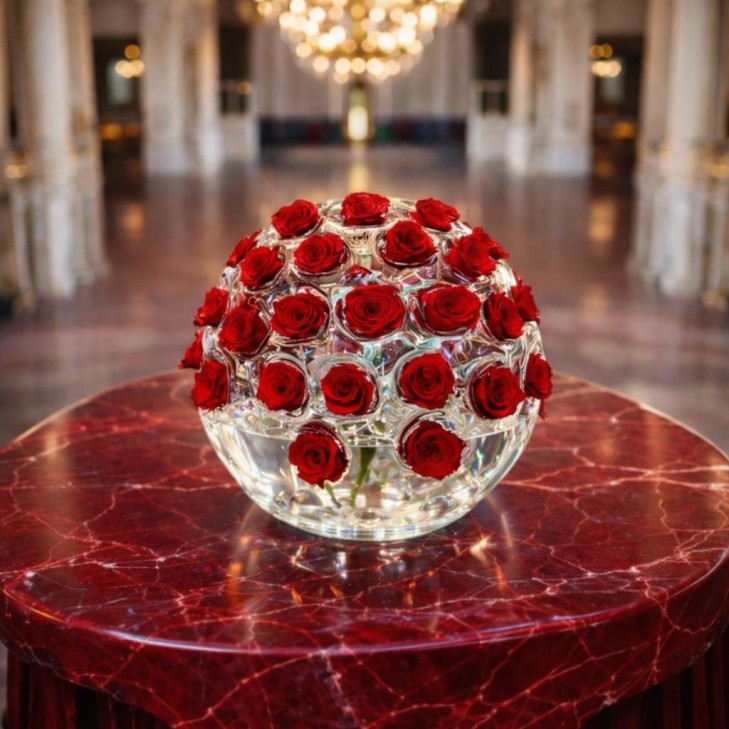 Florae 02 - Glass Floral Sphere with 32 roses