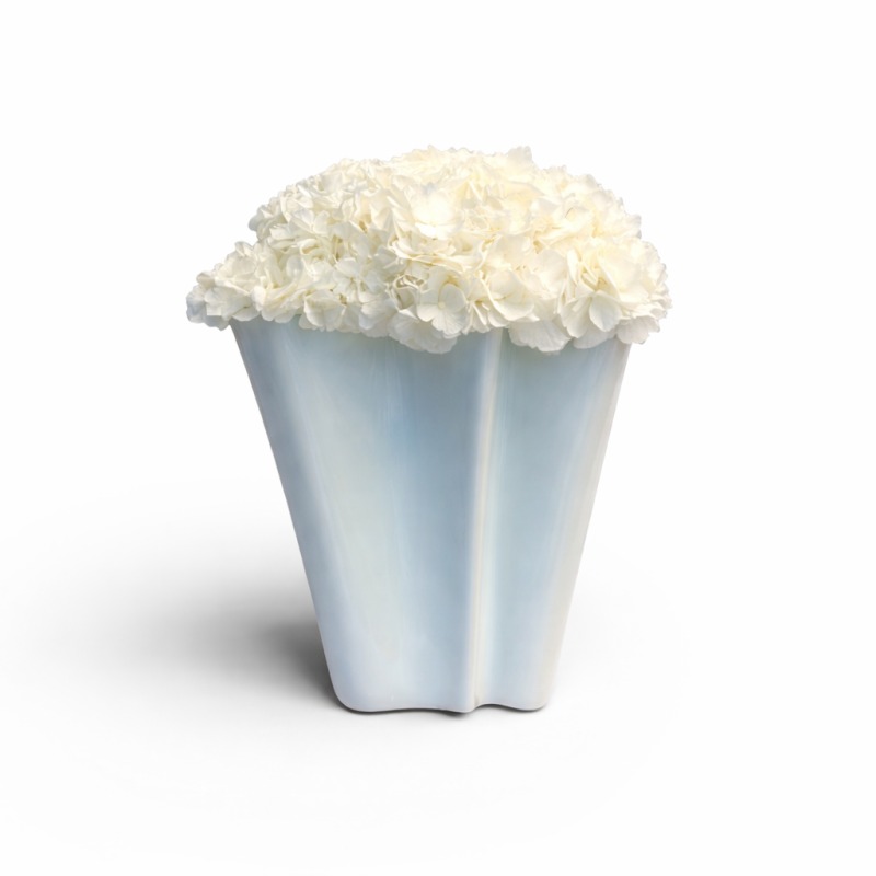 Flux 02 – White Ceramic Vase by Rosenthal with white flowers