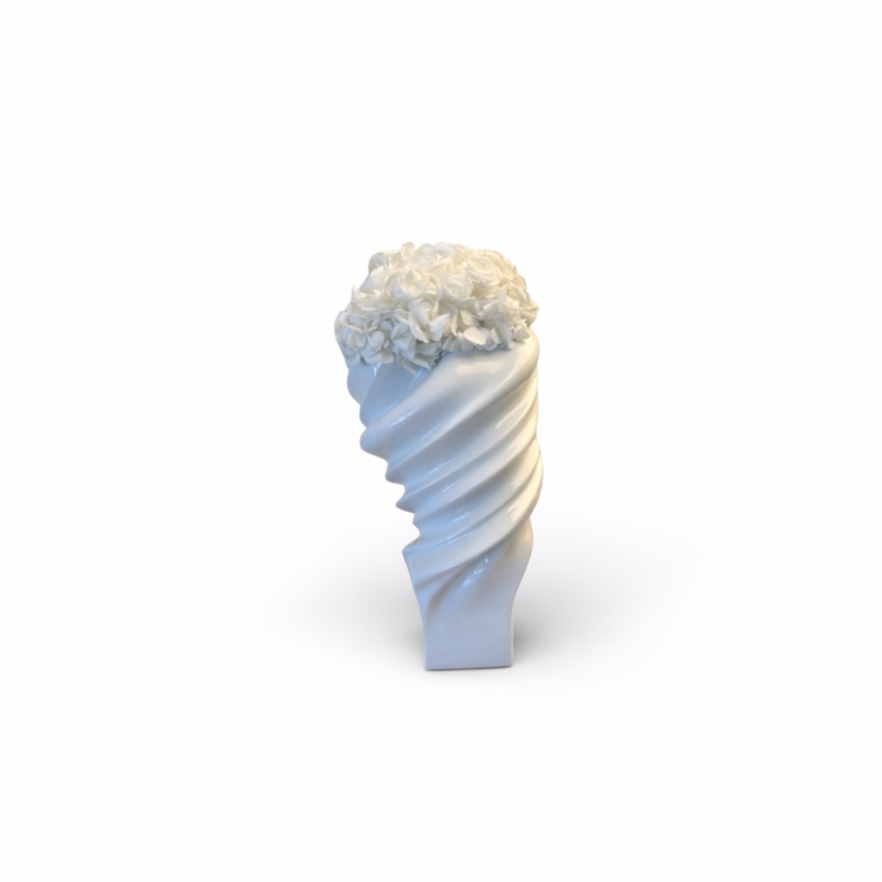 Squall 02 – White Ceramic Vase by Rosenthal with white flowers