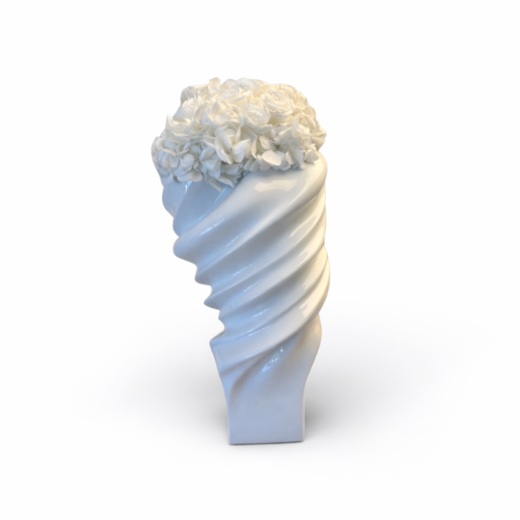 Squall 03 – White Ceramic Vase by Rosenthal with white flowers