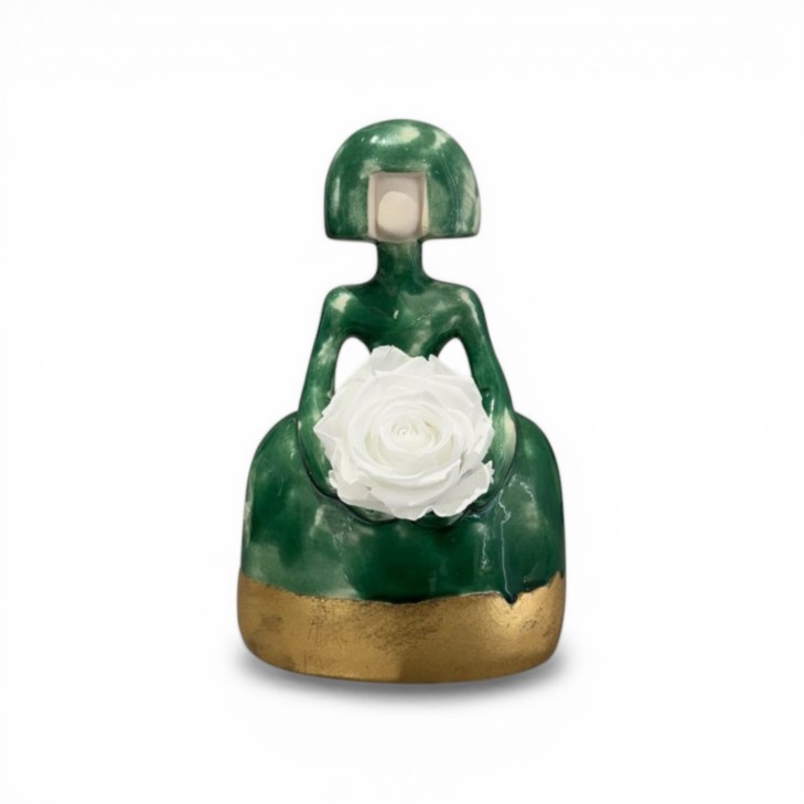 Green/Gold Leaf Meninas - Molded Ceramic Piece