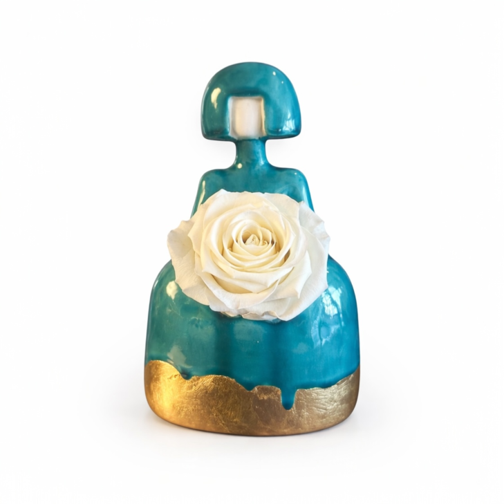 Torquoise/Gold Leaf Meninas - Molded Ceramic Piece