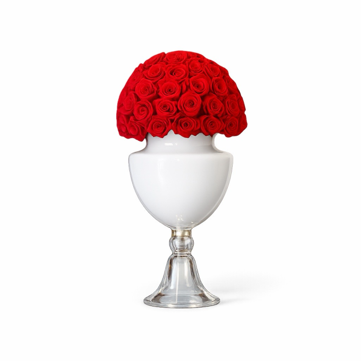 White Amphora - red roses hemisphere