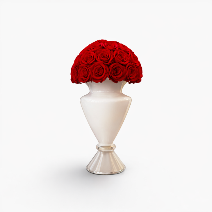 copy of White Amphora - red roses hemisphere