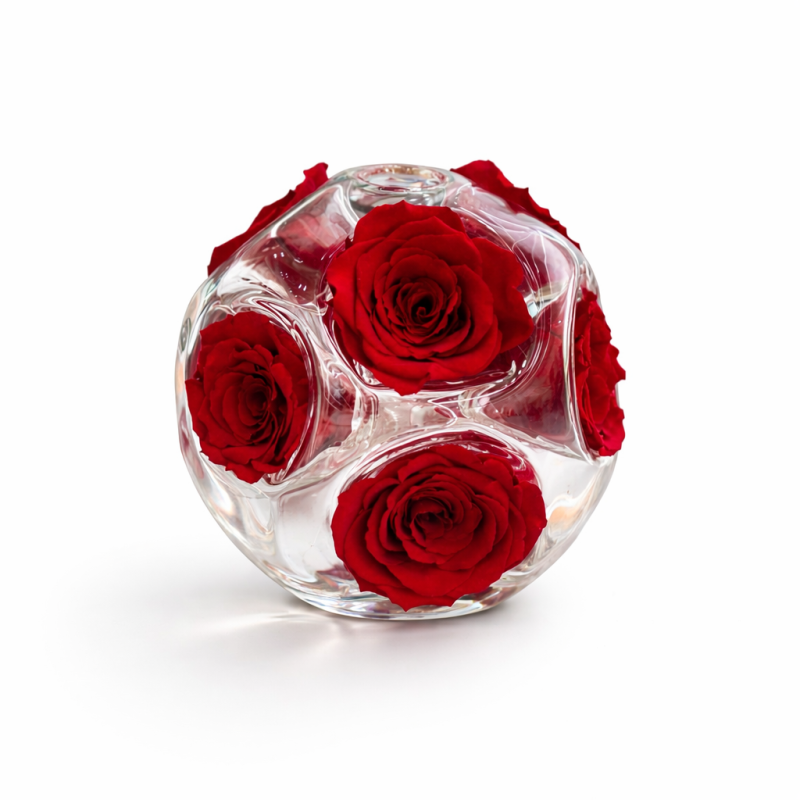 Florae 01 - Glass Floral Sphere with 9 roses