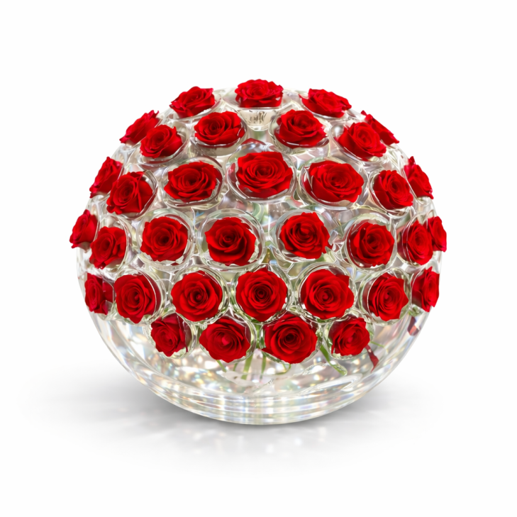 Florae 03 - Glass Floral Sphere with 60 roses