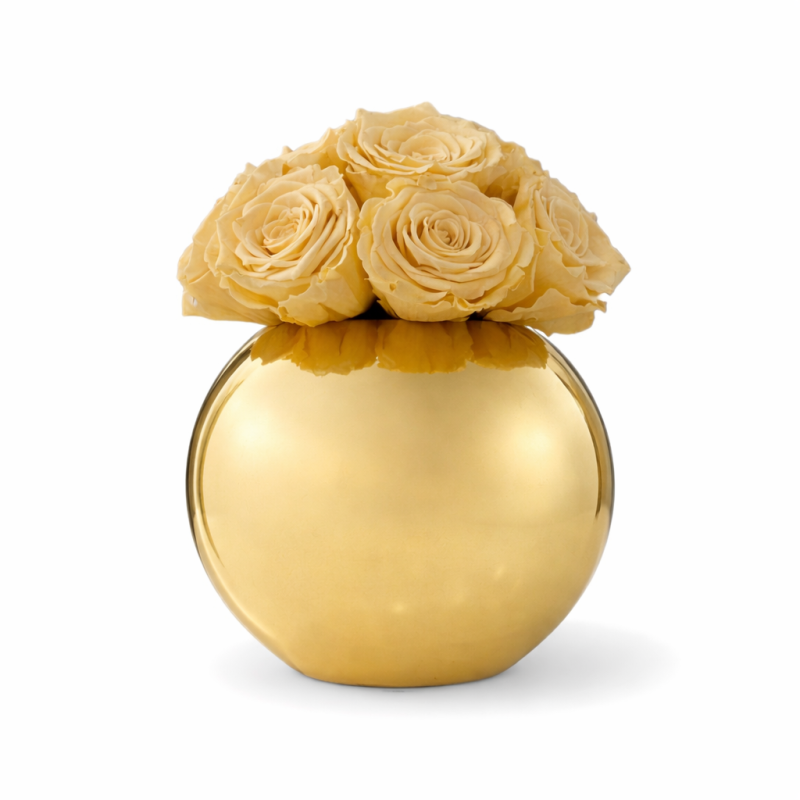 Sfera Oro - Modern - Gold-plated Glass Globe with cream-colored roses