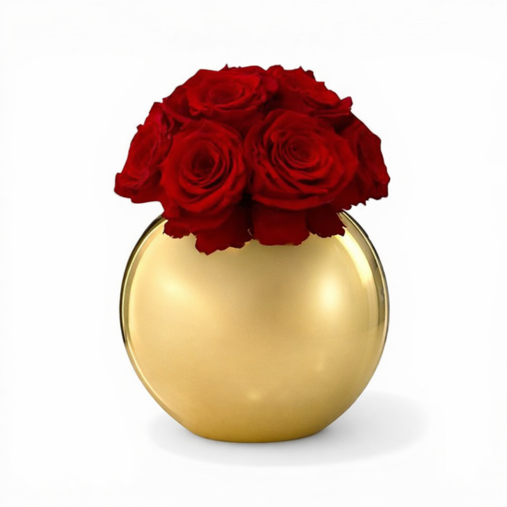 Sfera Oro - Modern - Gold-plated Glass Globe with red roses