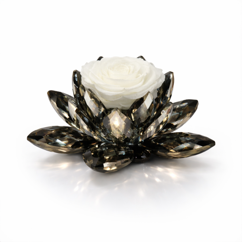 Black Lotus – Dark Lustrous Crystal  white rose