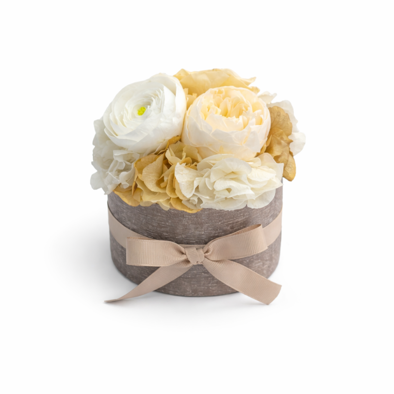 Honey-Colored Scented Wax Round Uffizi - Cream Flowers