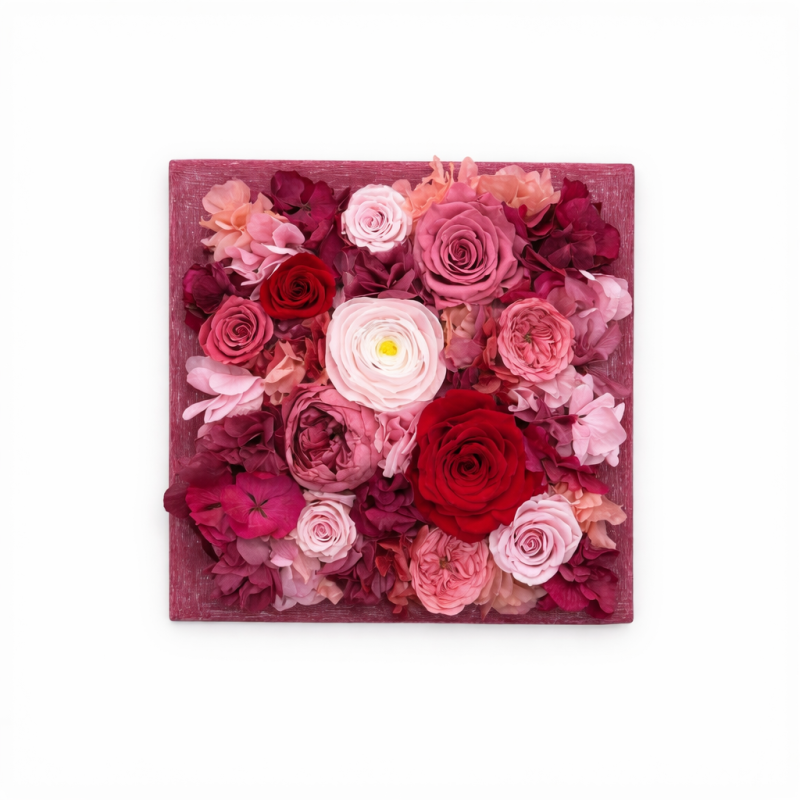 Burgundy-Colored Scented Wax Square Temptation - Burgundy, Pink, White Flowers