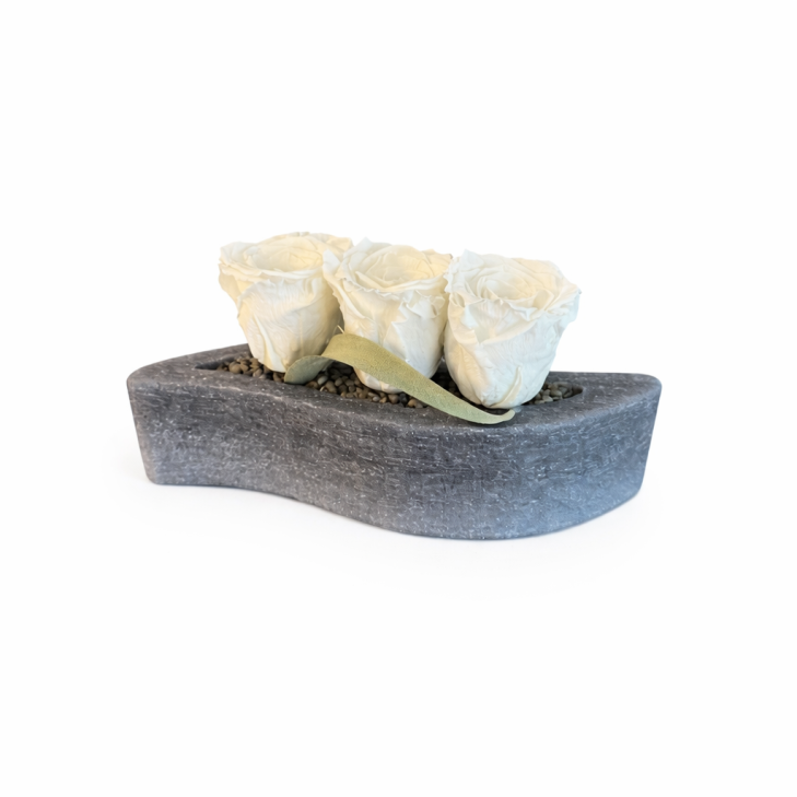 Grey-Colored Scented Wax Wave - White Roses