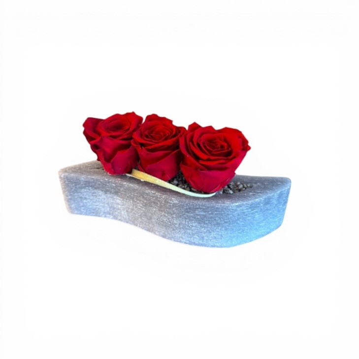 Grey-Colored Scented Wax Wave - Red Roses