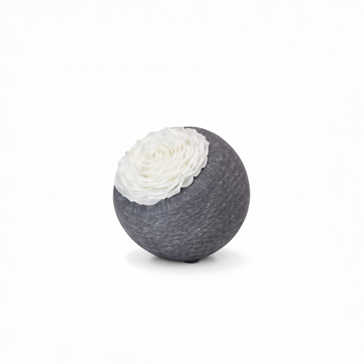 Grey-Colored Scented Wax Moon, White Flowers