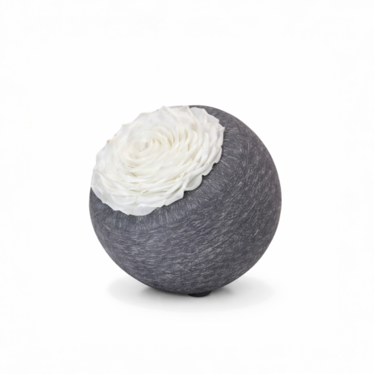 Grey-Colored Scented Wax Moon, White Flowers