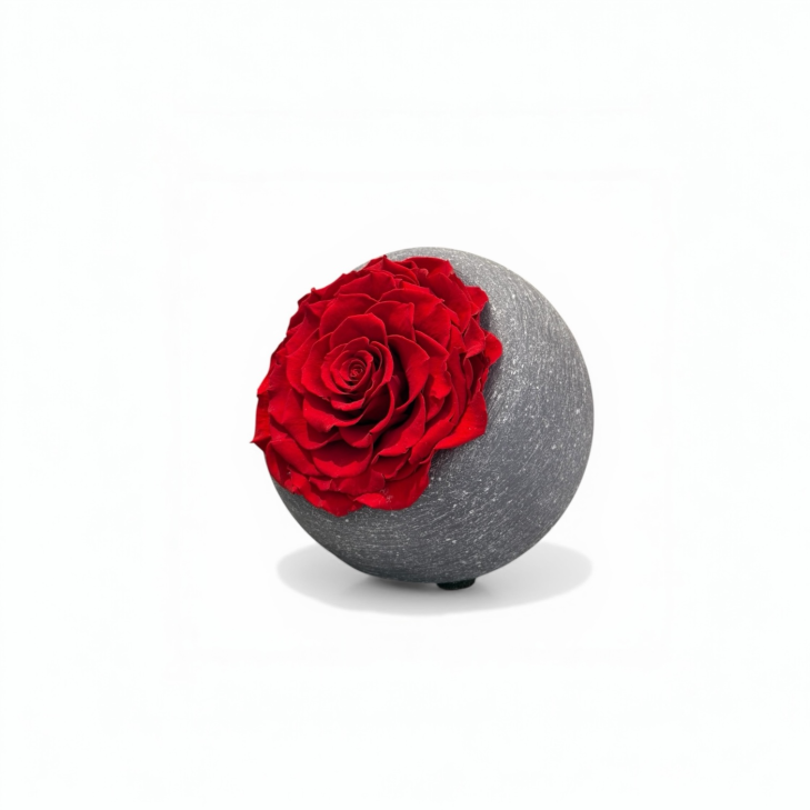 Grey-Colored Scented Wax Moon, Red Flowers