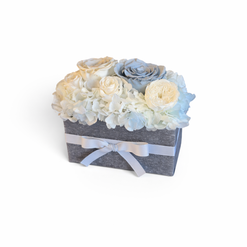 Grey-Colored Scented Wax Rectangle - Grey, White Flowers