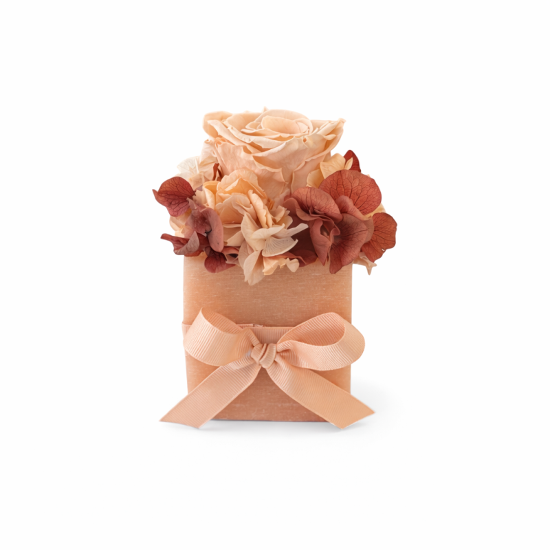 Peach-Colored Scented Wax Cube - Peach, White Flowers