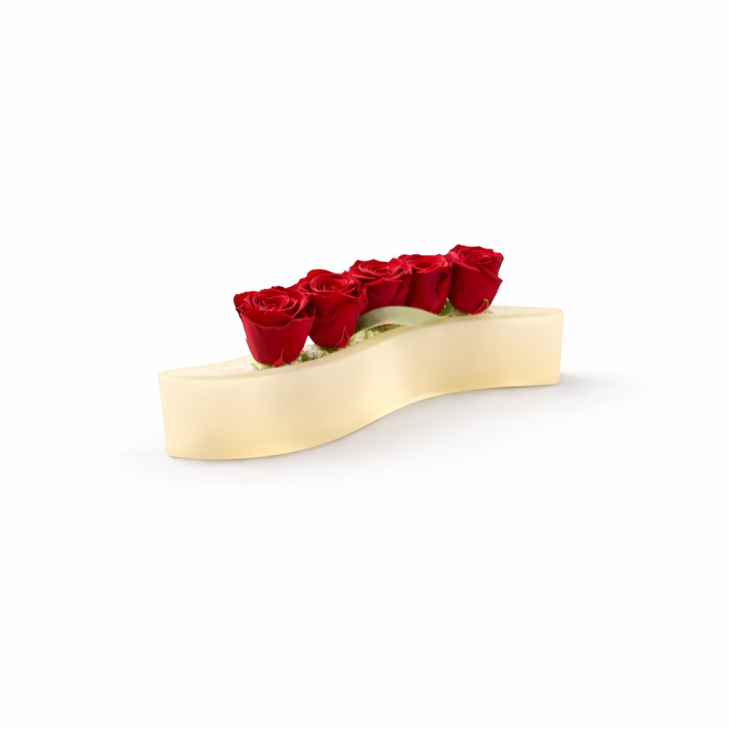 Ivory-Colored Scented Wax Wave - Red Roses