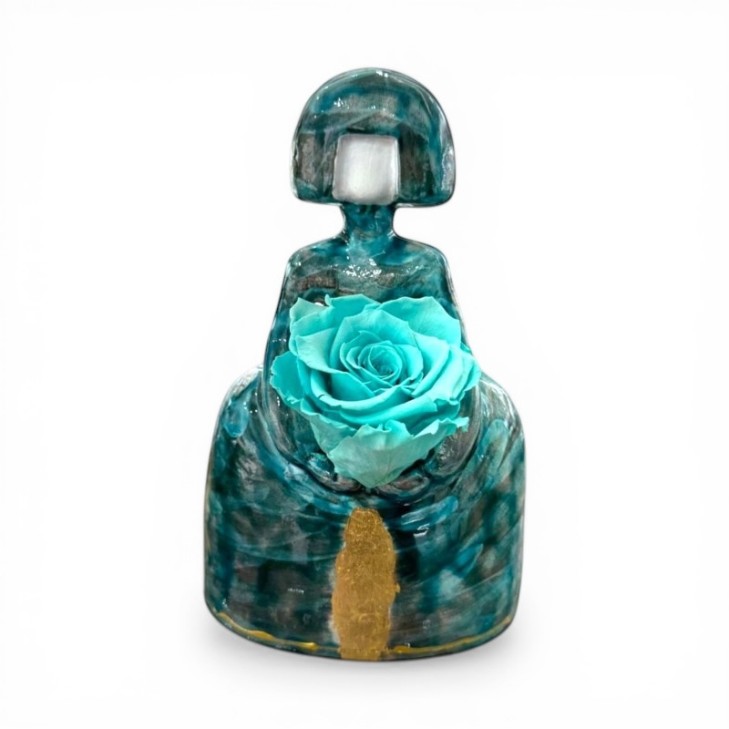 Turquoise Gold Leaf Meninas - signed and numbered ceramic piece