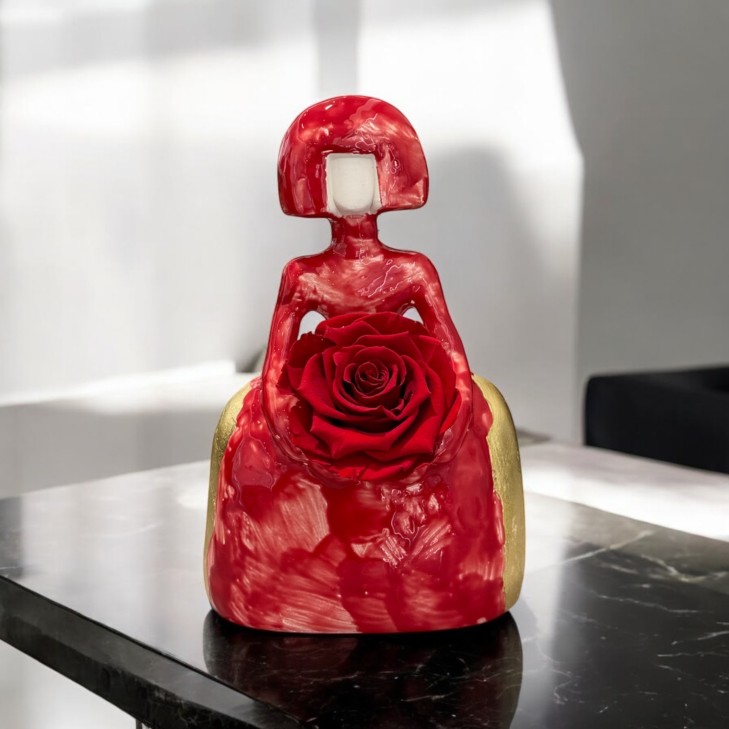 Red/Gold Leaf Meninas - Molded Ceramic Piece