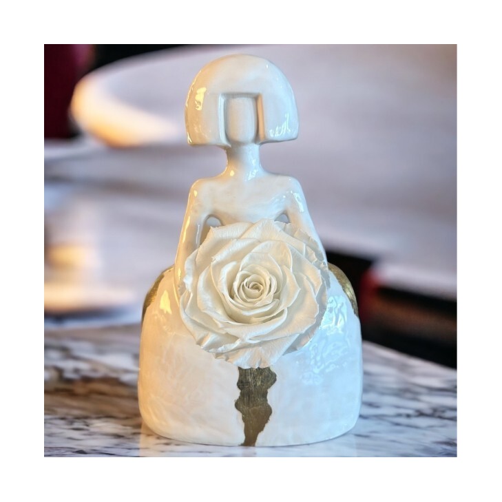 White/Gold Leaf Meninas - Molded Ceramic Piece