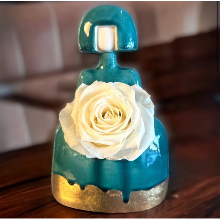 Torquoise/Gold Leaf Meninas - Molded Ceramic Piece