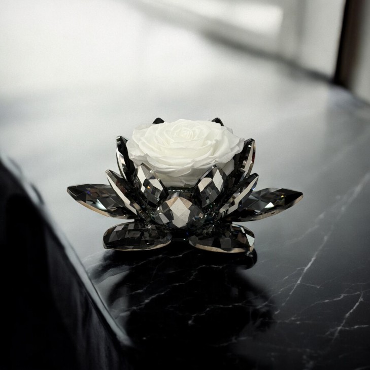 Black Lotus – Dark Lustrous Crystal  white rose