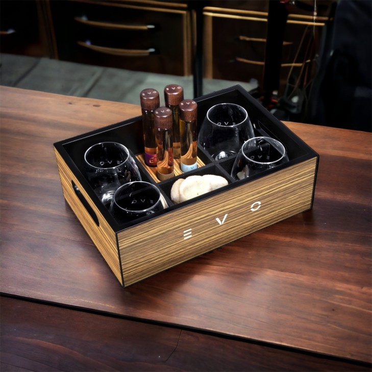 You&Me Tray 04 – Minibar with 4 glass tubes of brandy/grappa