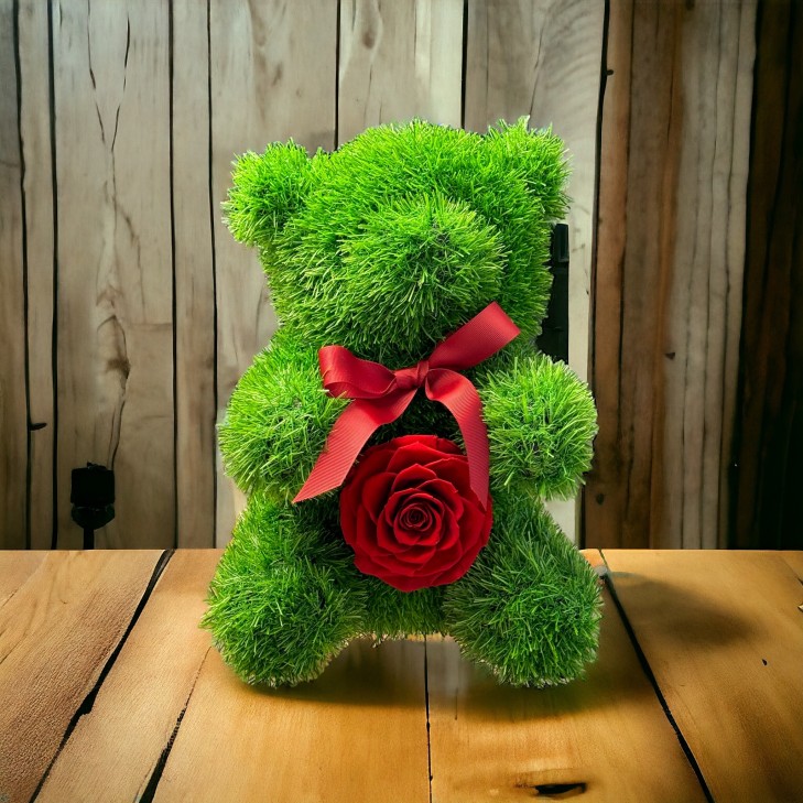 Red Crystal Teddy Bear - Red Rose
