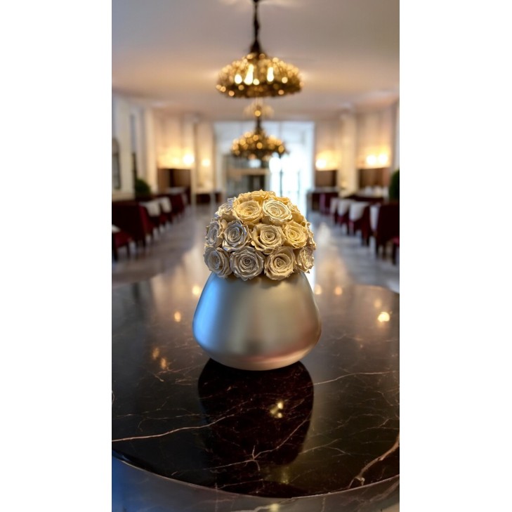 Pearled Bean Vase - VG NewTrend with cream-colored roses