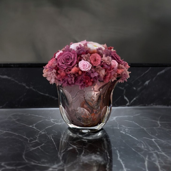Carmen Rouge Vase - burgundy, pink, white flowers