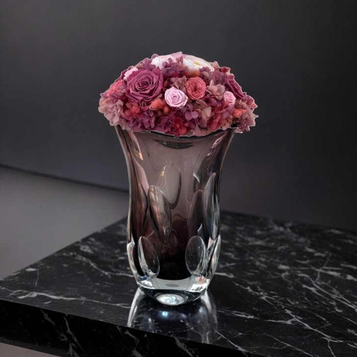 Carmen Haute Rouge Vase - burgundy, pink, white flowers