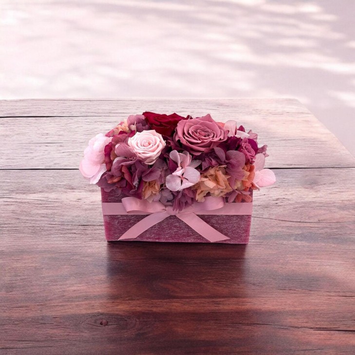 Burgundy-Colored Scented Wax Rectangle - Burgundy, Pink, White Flowers
