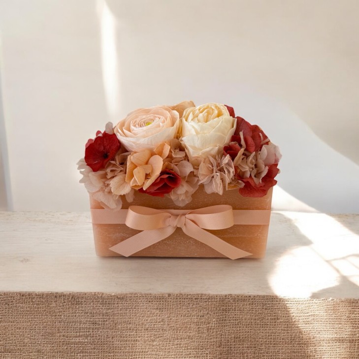 Peach-Colored Scented Wax Rectangle - Peach, White Flowers