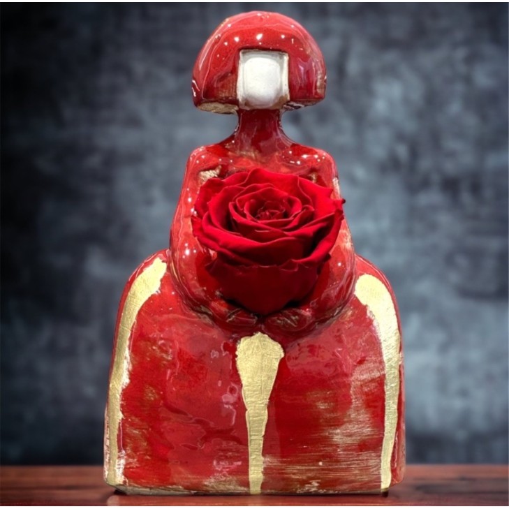 Red Gold Leaf Meninas - signed and numbered ceramic piece