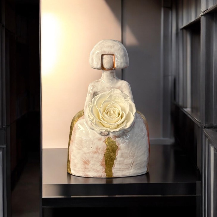 White Gold Leaf Meninas - signed and numbered ceramic piece