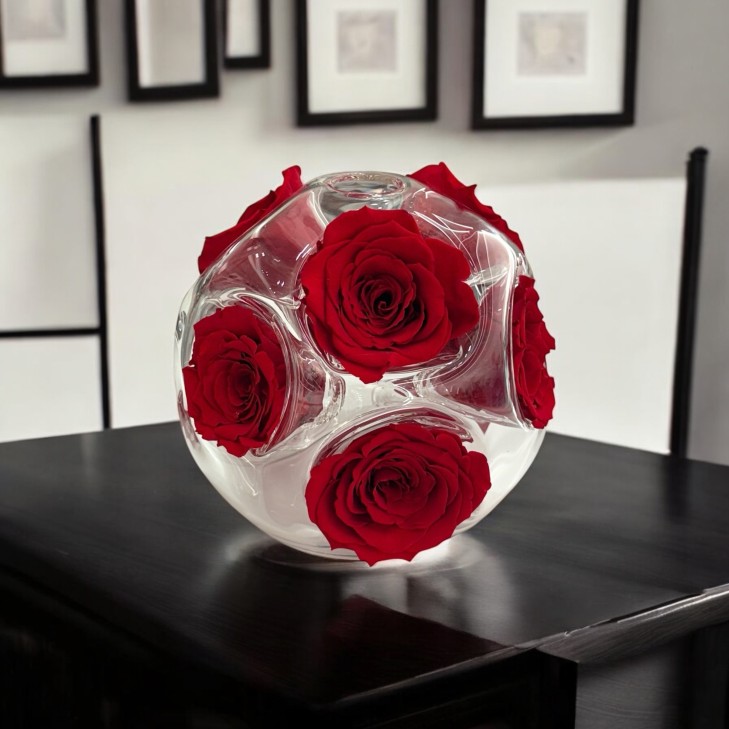 Florae 01 - Glass Floral Sphere with 9 roses