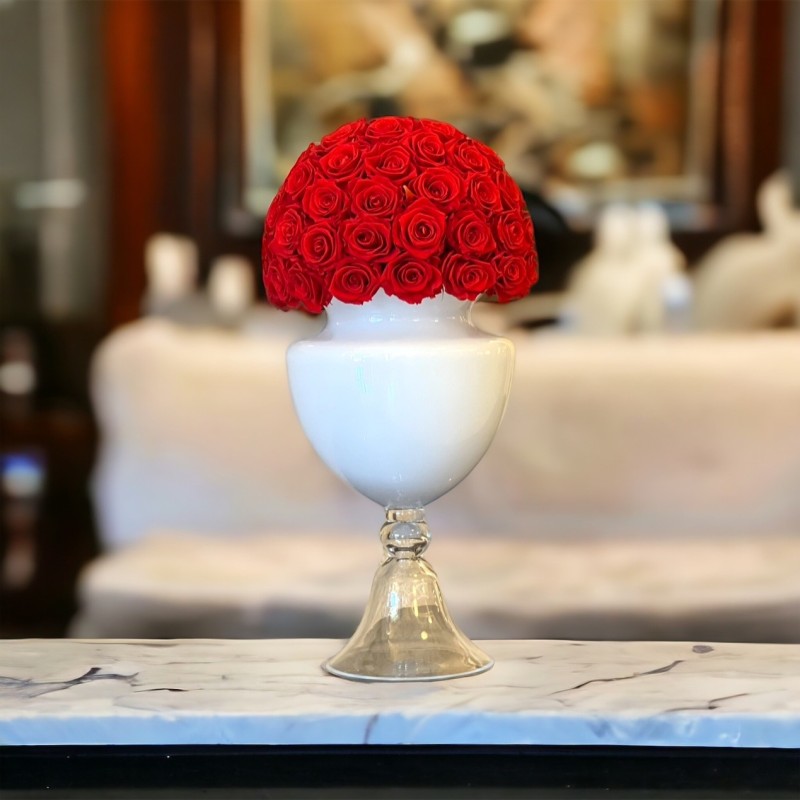 White Amphora - red roses hemisphere