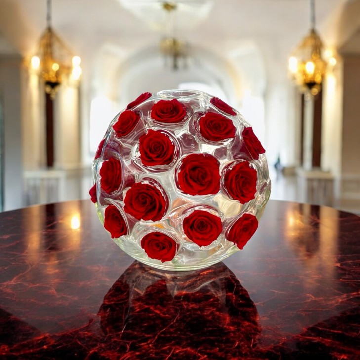 Florae 02 - Glass Floral Sphere with 32 roses