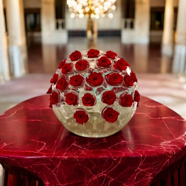 Florae 03 - Glass Floral Sphere with 60 roses