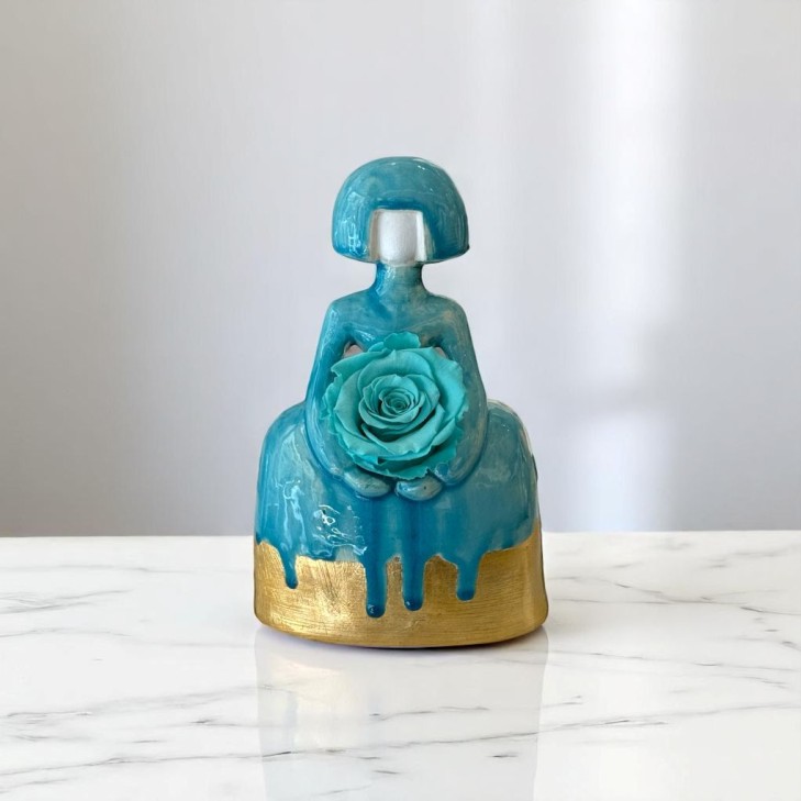 Turquoise Gold Leaf Meninas - signed and numbered ceramic piece