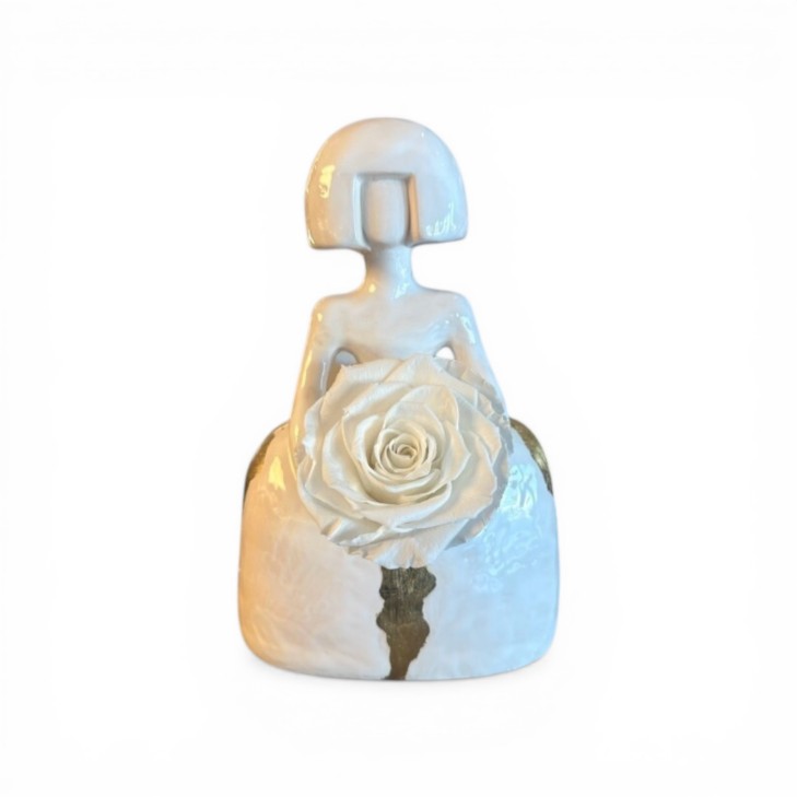 White/Gold Leaf Meninas - Molded Ceramic Piece