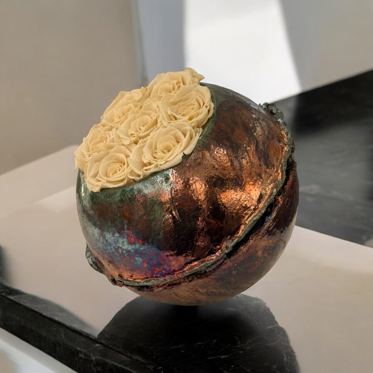Raku Pomodoro rose stabilizzate color crema