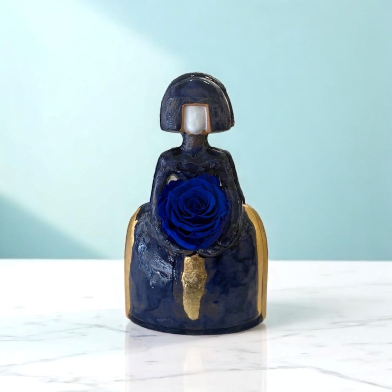Meninas Blu Foglia Oro in ceramica firmata e numerata