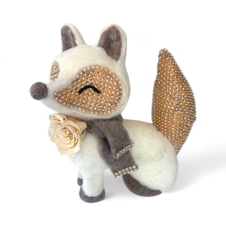 Volpe color avorio con strass -