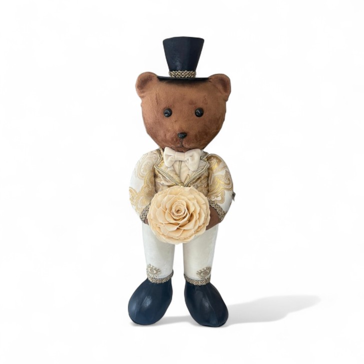 Orsetto in velluto color avorio h.60cm