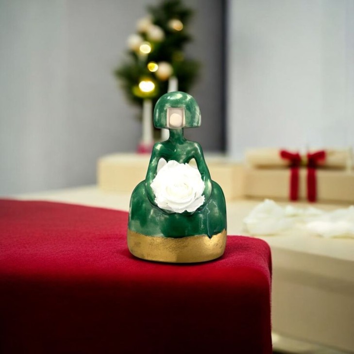 Meninas color verde foglia oro in ceramica