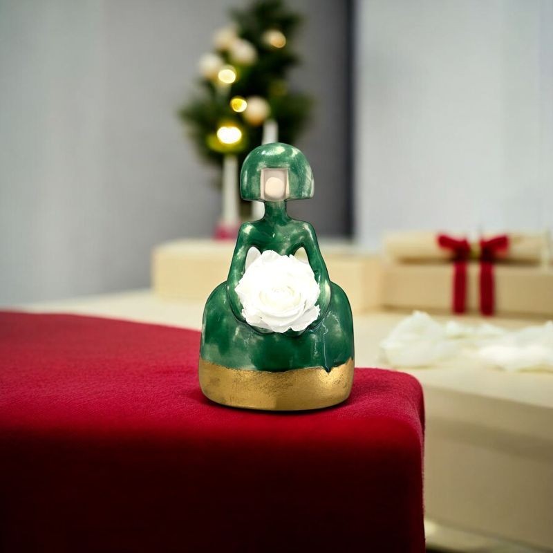 Meninas color verde foglia oro in ceramica