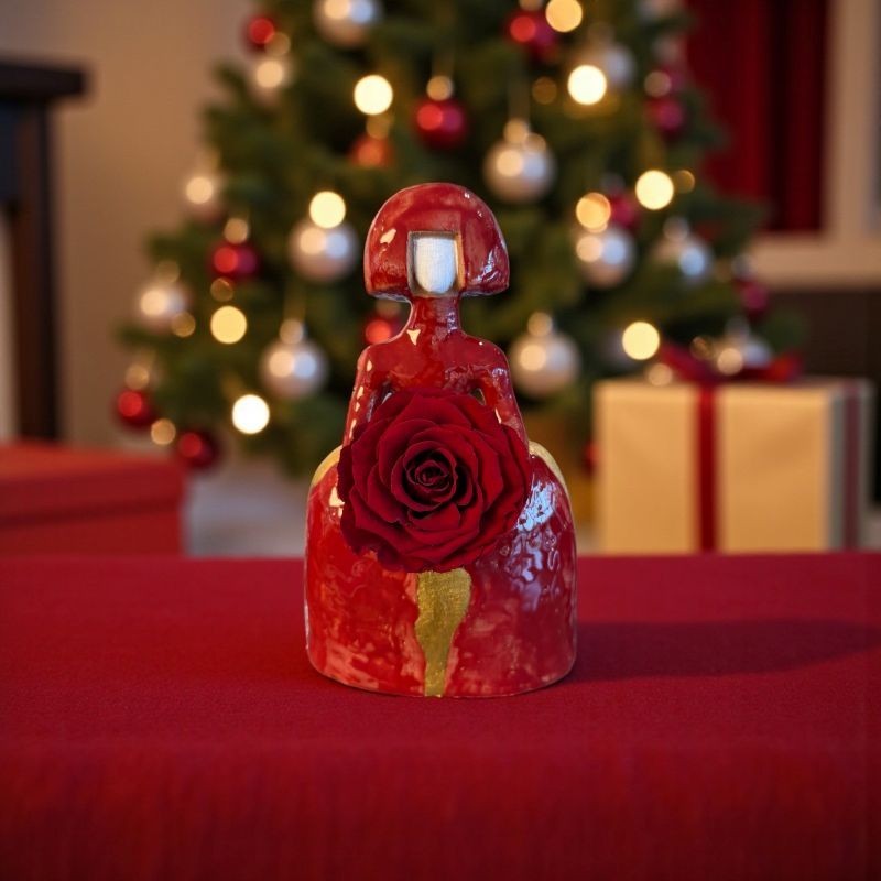 Meninas color Rosso Foglia Oro in ceramica firmata e numerata